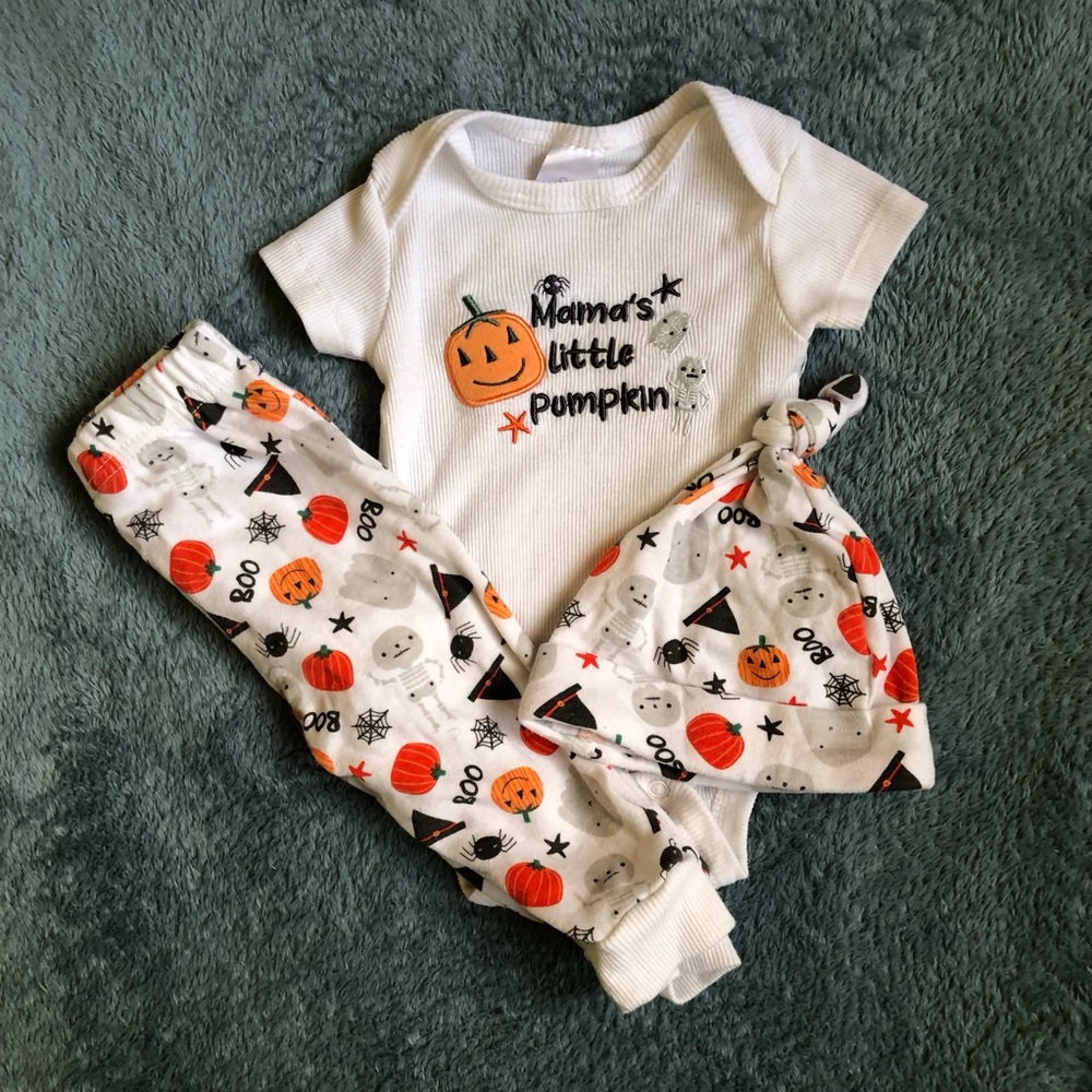 Chick Pea Pumpkin Costume Set - White and Orange